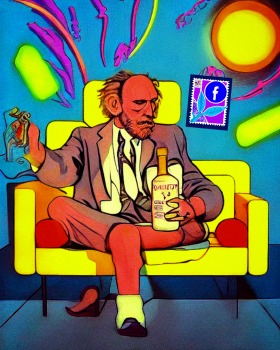 Hank Chinaski drinks whiskey in Ikea