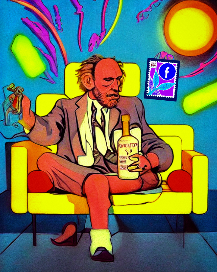 Hank Chinaski drinks whiskey in Ikea